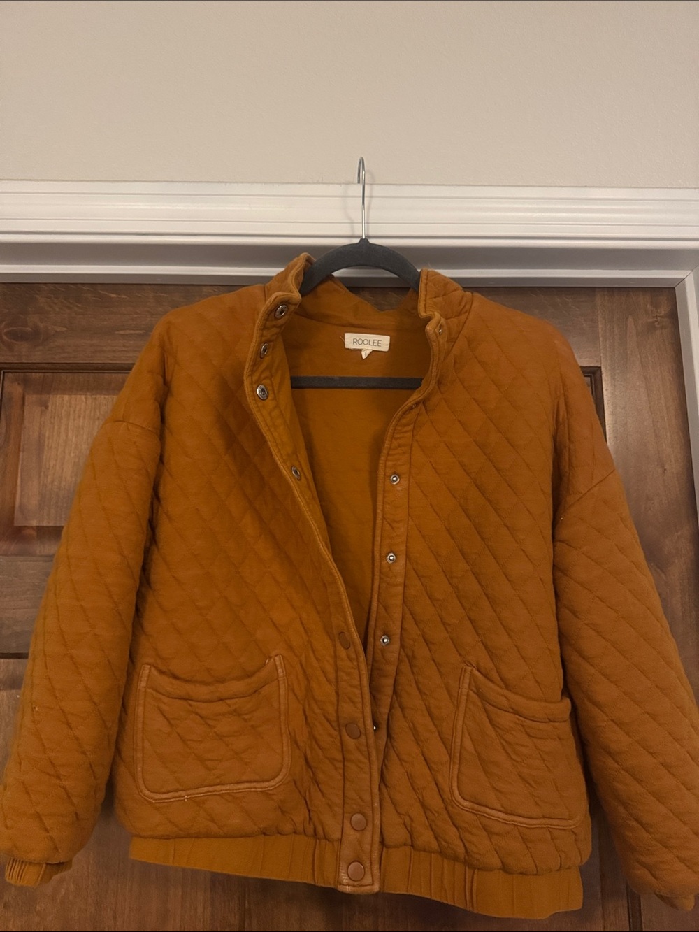 Roolee Quilted Bomber Jacket in Rust Brown